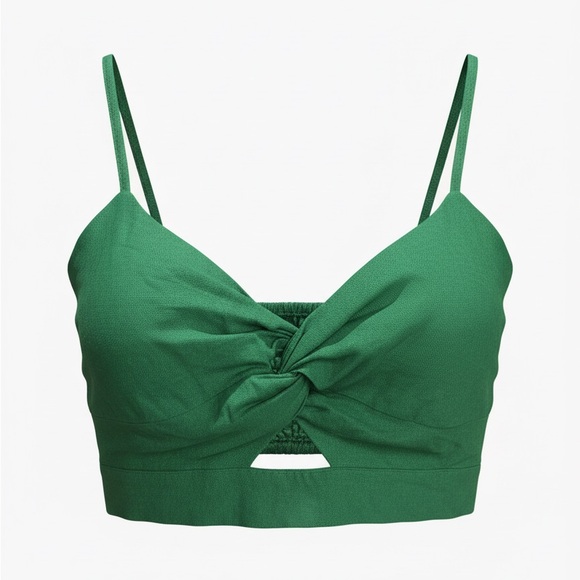 Harlow Tops - House of Harlow 1969 Emerald Green Twist-Front Crop Top Bustier
